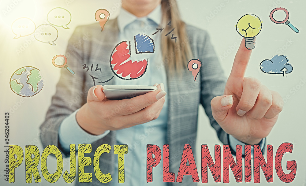 Poster conceptual hand writing showing project planning. concept meaning schedules such as gantt charts to 