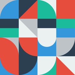 Geometry minimalistic artwork poster with simple shapes and figures. Abstract vector pattern design in Scandinavian style for branding, web banner, business, fashion, prints on fabric, wallpaper.