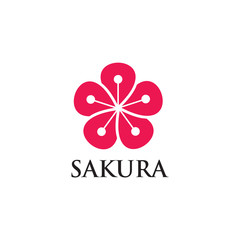 Sakura flower icon logo design template