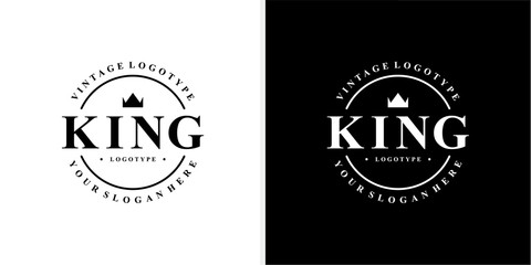 Fototapeta na wymiar King Vintage logotype stamp emblem logo design