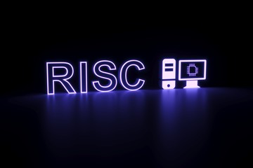 RISC neon concept self illumination background 3D illustration