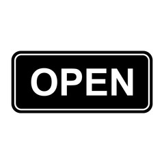 Open the door icon isolated on white background. Market notice symbol