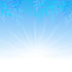 Fototapeta na wymiar Abstract leaves on blue gradient background
