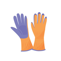 Fototapeta premium Gum gloves cartoon vector illustration. Personal protective equipment. Healthcare, hand skin protection. Workwear, industrial clothing item. Rubber accessory isolated on white background