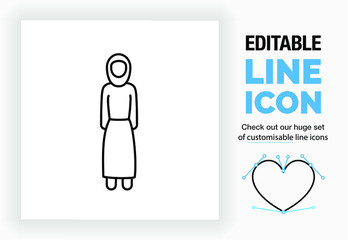 Editable line icon of a muslim girl, part of a huge set of editable line icons!