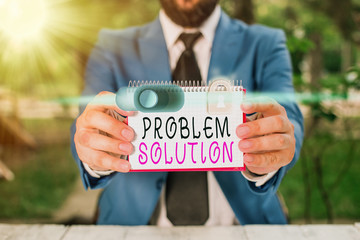 Writing note showing Problem Solution. Business concept for solving consists of using generic...