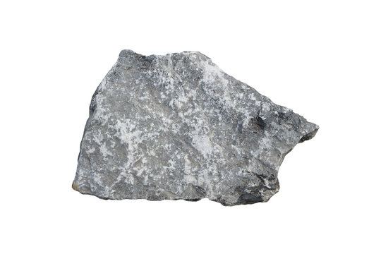 Limestone Rock Specimen Isolated On White  Bakground.