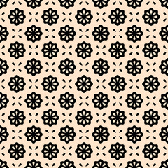 Seamless pattern. Vector abstract simple design. Black flower elements on a beige background. Modern minimal illustration perfect for backdrop graphic design, textiles, print, packing, etc.