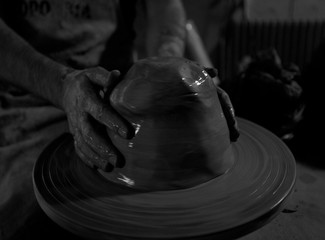 Ceramist at the wheel