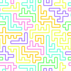 Abstract geometric pattern with maze, diagonal stripes and lines. Op art seamless background.