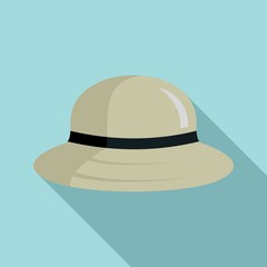Fototapeta premium Sun protection man hat icon. Flat illustration of sun protection man hat vector icon for web design