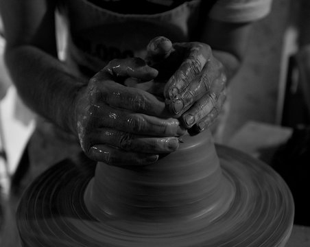 Ceramist at the wheel