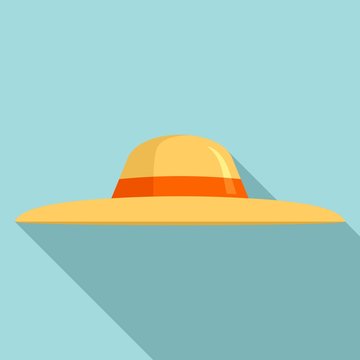 Sun protection woman hat icon. Flat illustration of sun protection woman hat vector icon for web design