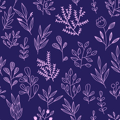 Texture with flowers and plants. Floral ornament. Original flowers pattern.