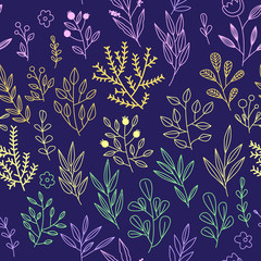 Texture with flowers and plants. Floral ornament. Original flowers pattern.