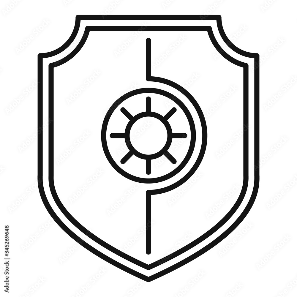 Poster sun block shield icon. outline sun block shield vector icon for web design isolated on white backgro