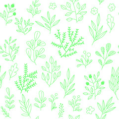 Texture with flowers and plants. Floral ornament. Original flowers pattern.