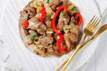 High protein appetizer: chicken liver, close-up
