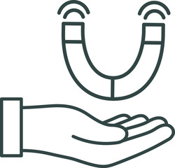 Line icon magnet in hand pull