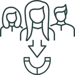 line icon, attraction of people to the working group
