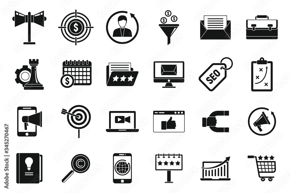 Aufkleber product remarketing icons set. simple set of product remarketing vector icons for web design on whit