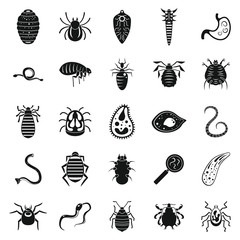 Parasite bug icons set. Simple set of parasite bug vector icons for web design on white background - obrazy, fototapety, plakaty