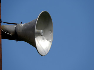 advertising speakers, advertising speakers mounted on the electricity pole,