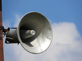 advertising speakers, advertising speakers mounted on the electricity pole,