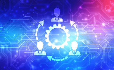 Project team, Tech support, engineering services, technology people, team work concept, Business Teamwork technology background