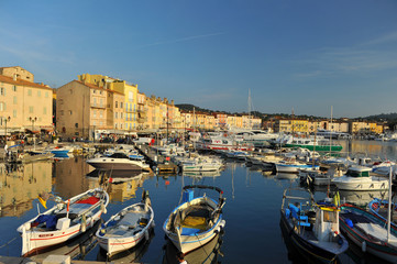 Sant-Tropes - view form the sea from sail boat board