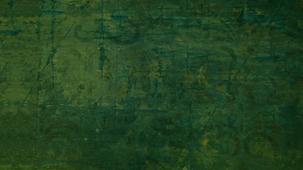 Abstract dark rustic scratched green painting background texture, with space for text
