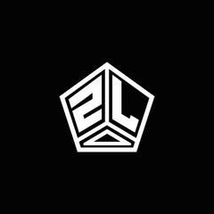 ZL logo monogram with negative space pentagon line design template