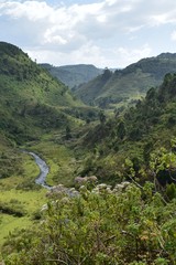 Scenic  waterfall in the forest in rural Kenya, Aberdare Ranges, Kenya