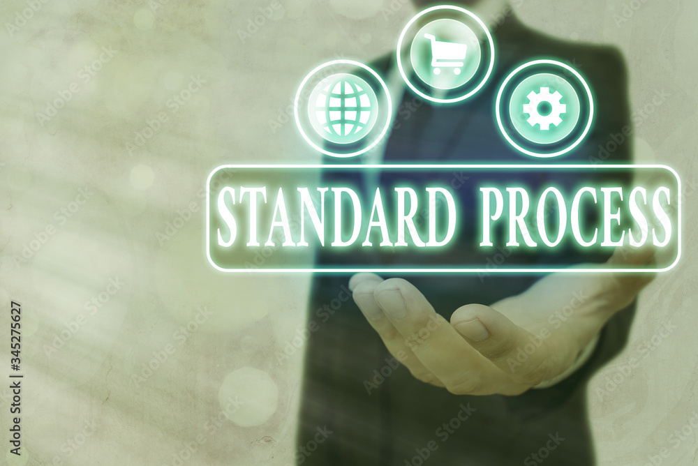 Aufkleber text sign showing standard process. business photo text rules made to be matched with final product 