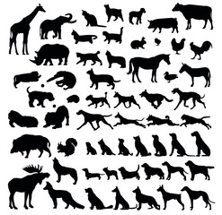 Black icon set dogs.  animal icons in set collection for design. Toy animals bitmap symbol stock web illustration.