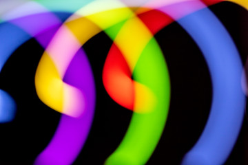 Abstract Neon Lights on Black Background Blurred and Moving 80s Vibe Disco