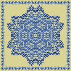 Decorative design with abstract elements for decoration and your design. Ornament, symmetry texture. Print for shawl and carpet, tile. Vector illustration.