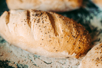 Freshly baked bread at the bakery the bakery