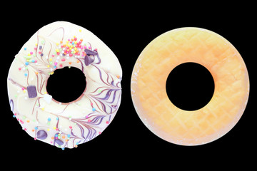 Donut sugary isolated on black background