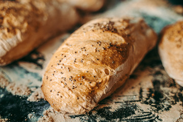 Freshly baked bread at the bakery the bakery