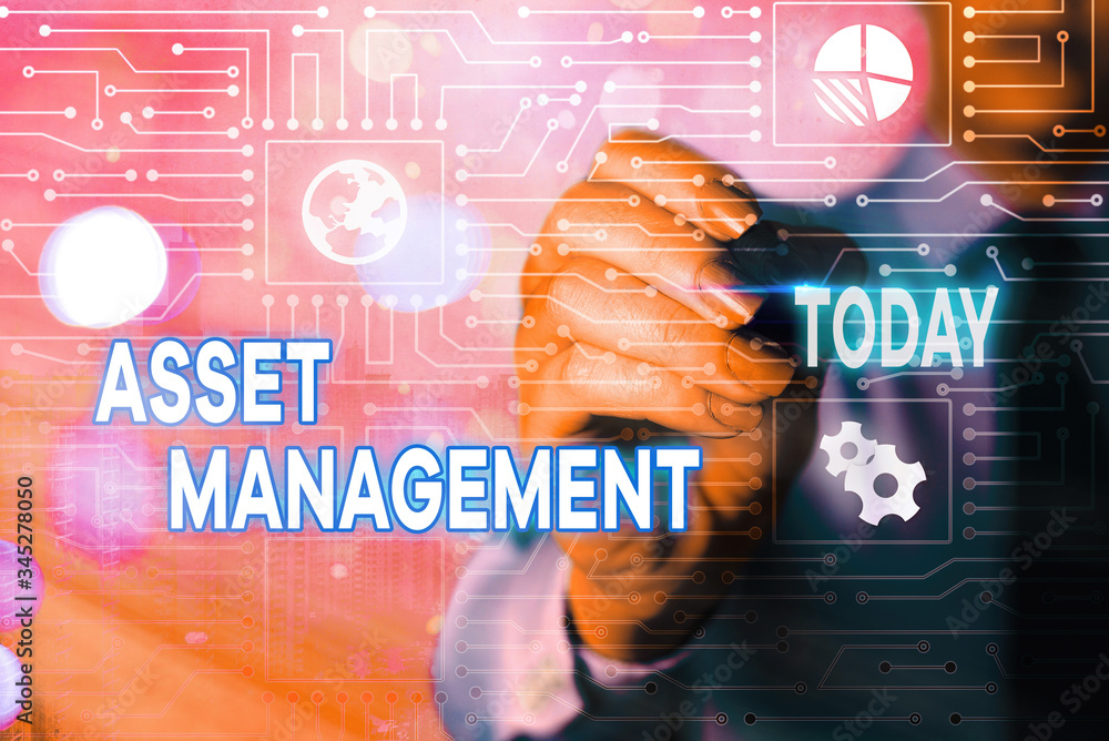 Poster word writing text asset management. business photo showcasing systematic process of operating and di