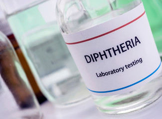 Test diphtheria in laboratory, conceptual image, composition horizontal