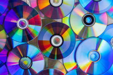 Pile of compact discs. Retro technology