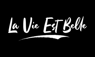 La Vie Est Belle Calligraphy White Color Text On Red Background