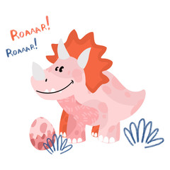 Little cute Triceratops. Vector illustration.