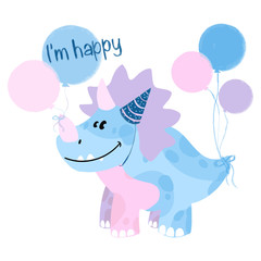 Little cute Triceratops. Vector illustration.
