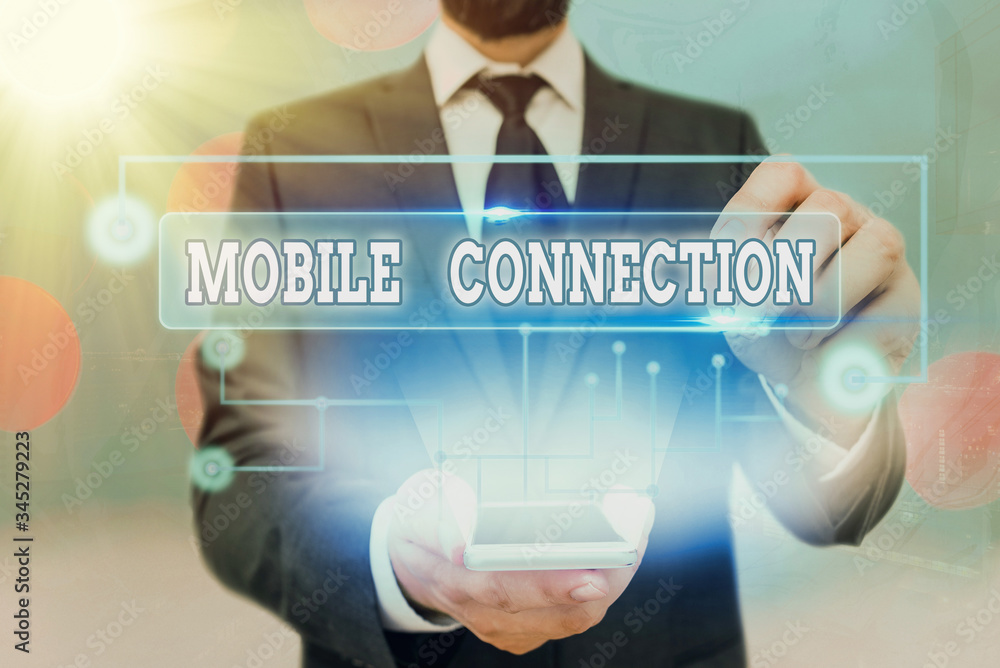Poster text sign showing mobile connection. business photo showcasing secure universal login solution using