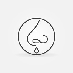 Runny Nose or Rheum vector thin line concept icon or design element