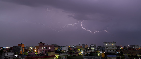 Fototapeta premium Lightening bolt in the night sky