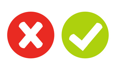 Obraz premium Icon zum Ablehnen und Zustimmen in Kreisen rot und grün